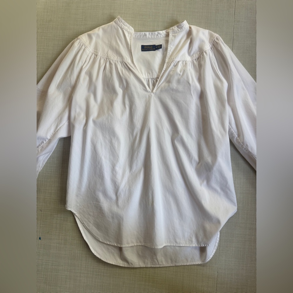 Polo Ralph Lauren White Cotton Blouse Size 10 - Picture 2 of 10